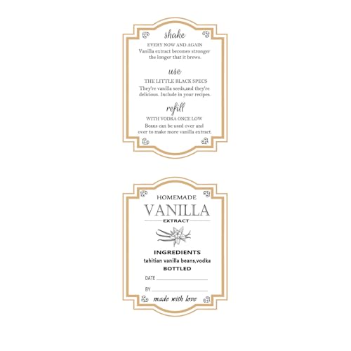 Homemade Vanilla Extract Labels - 100 Personalized Stickers with Instructions