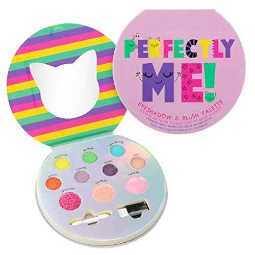 Perfectly Me Glisten & Glitter Makeup Palette 10 Color Eyeshadow Palette & Blush Makeup Novelty Beauty Set, Fold Out Compact with Mirror, Washable, Non-Toxic