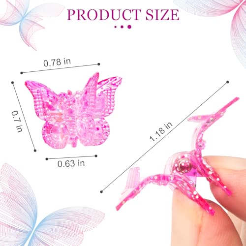 Glitter Butterfly Hair Clips - 50 Pack, 10 Colors, Mini Claw Clips