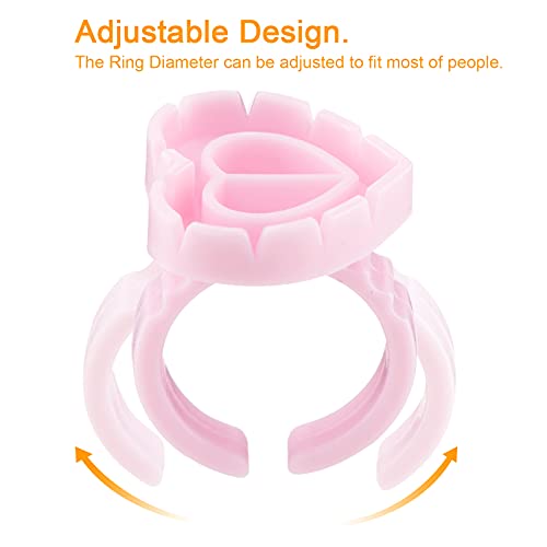 300PCS Heart Shape Eyelash Extension Rings, Lash Glue Cup for Volume Lashes Fan, Eyelash Extension Lash Rings