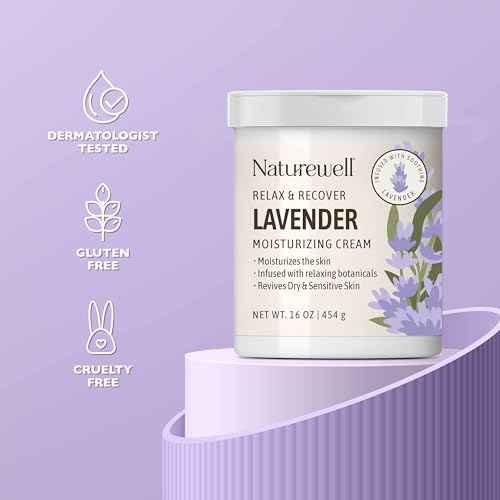 NATURE WELL Lavender Smooth & Soften Moisturizing Cream For Face, Body, & Hands, Calming & Soothing, Infused With Natural Oils & Extracts, Restores Skin Moisture Barrier, 16 Oz