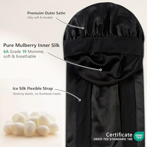 ZIMASILK 19 Momme Mulberry Silk Bonnet for Sleeping