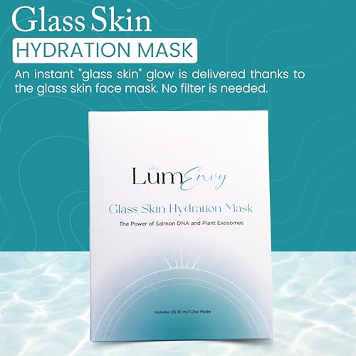 L?mEnvy Glass Skin Hydration Mask | Salmon DNA (PDRN) & Centella Collagen Face Mask - Deep Hydration, Pore Refining, Brightening & Firming Bio-Cellulose Facial Sheet for Radiant Glow