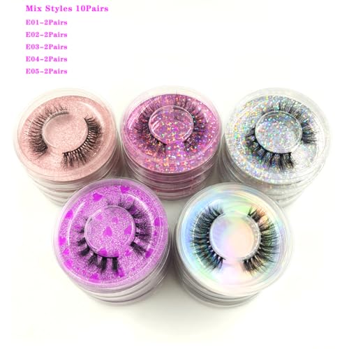5D Faux Mink False Eyelashes 10 Pairs Fluffy Reusable