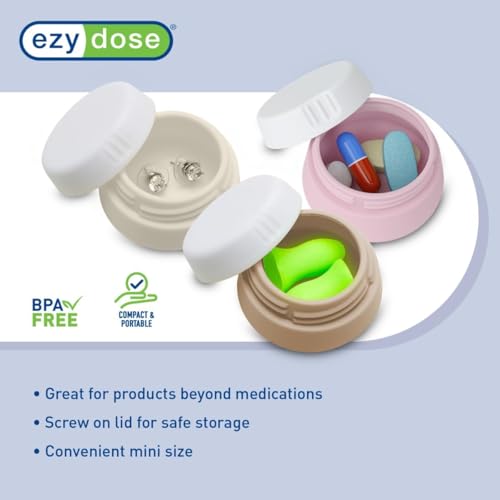 EZY DOSE Silicone Jar, Multi-Purpose Travel-Sized Container, Washable and Reusable, Versatile and Durable Container for Storage, Organizing and Preserving, Pink, Beige, and Peach, BPA Free, 3-Pack