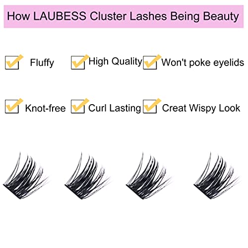 LAUBESS Cluster Lashes 14-18mm Mixed Volume Eyelash Extensions
