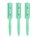 Green Double-Ended Haircut Razor Comb Set - Styling & Split Ends Trimmer, 3 Pack