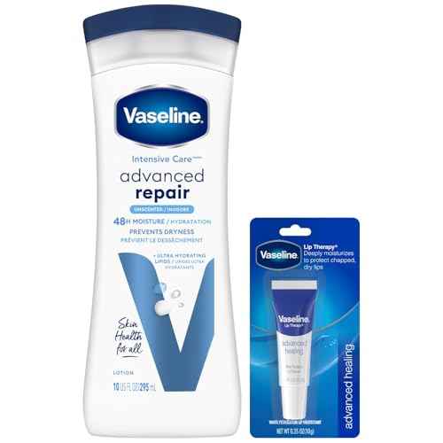 Vaseline Intensive Care Lotion, Unscented, Advanced Repair ? Non-Greasy Moisturizer for Extremely Dry Skin + Advanced Lip Therapy Tube