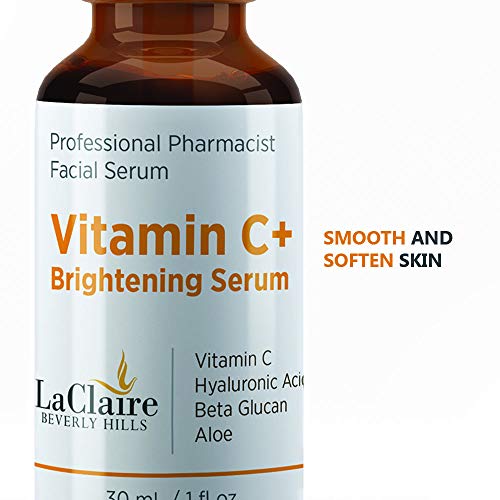 LaClaire Vitamin C+ serum, Strong vitamin c serum, brightening serum for face, topical facial serum with Hyaluronic acid, Vitamin c facial brightening serum, Made in the USA, Vitamin C Plus