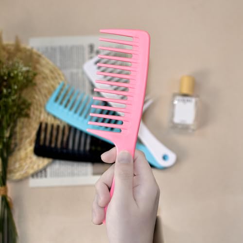 Blue Pink White Black 4PCS Wide Tooth Comb Set for Curly Wet & Long Hair