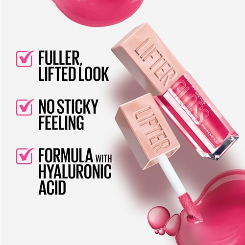 Maybelline New York Lifter Gloss Hydrating Lip Gloss with Hyaluronic Acid, Bubblegum, Sheer Bright Pink, 1 Count