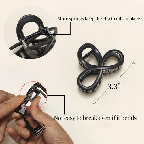 3.3" Unbreakable Matte Hair Claw Clips - 3 Pack