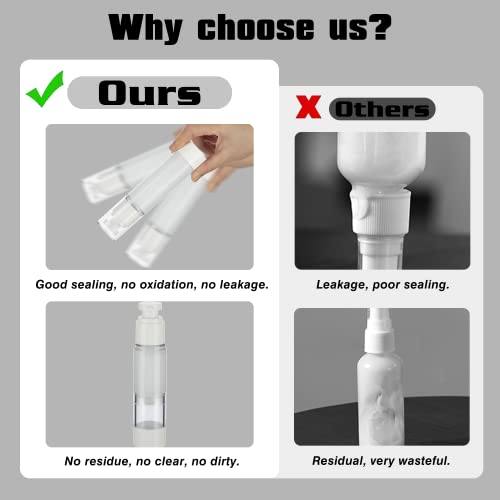 0.5oz Airless Pump Bottles, Clear Lotion Dispenser (3-Pack)