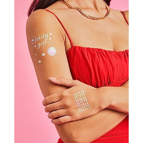 xo, Fetti Cheers Party Temporary Tattoos - 52 iridescent styles | Bachelorette Party Supplies, Birthday Party Favors, Disco Party Girl, Cheers Decorations