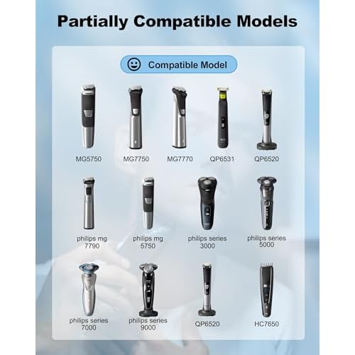 15V Charger Cord Compatible with Philips Norelco HQ8505 - Series 3000 5000 6000 7000 9000, Multigroom MG5750 MG7750 MG7770 - Auto Power Off & Charging Display 6Ft Charging Cable Power Cord (15V DC)?