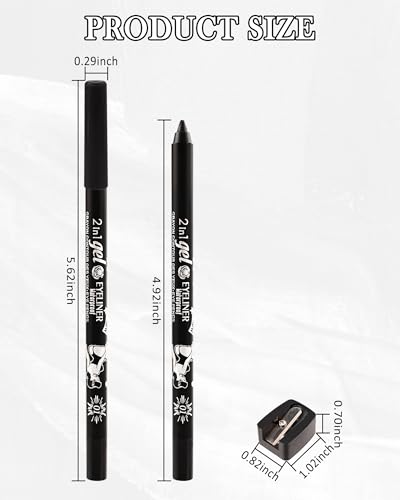 Waterproof Gel Eyeliner Pencil Set - Long Lasting Smudge-Proof