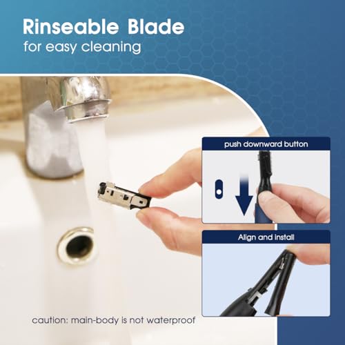 Upgraded Eyebrow Trimmer for Men, Precision Detailer Battery-Operated Eyebrow Razor and Shaper, Electric Facial Hair Trimmer with Comb, Dual-Blade Grooming Tool, No Pulling Sensation