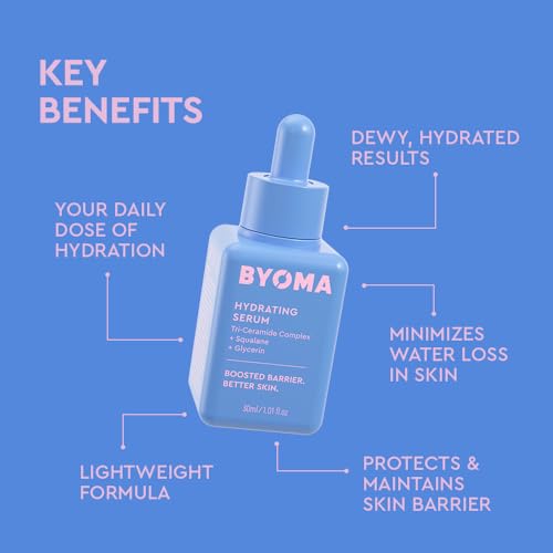 BYOMA Hydrating Serum - Moisturizing Facial Serum with Squalane, Glycerin & Ceramides - Hydrating for Glowing, Dewy Skin - 1.01 fl. oz