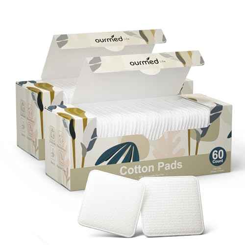 Ourmed Life Large Cotton Pads for Makeup Removal, Soft & Lint-Free Face Pads with Pressed Seam Design, Durable Makeup Remover Pads for Facial Cleansing on All Skin Types, 3x3 Inch, 120 Count