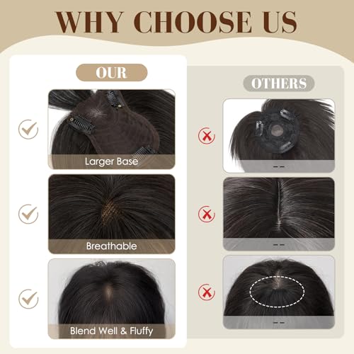 S-noilite 12-Inch Human Hair Topper with Bangs - Jet Black