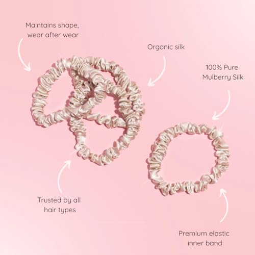 Silkie 100% Mulberry Silk Scrunchies Set of 4