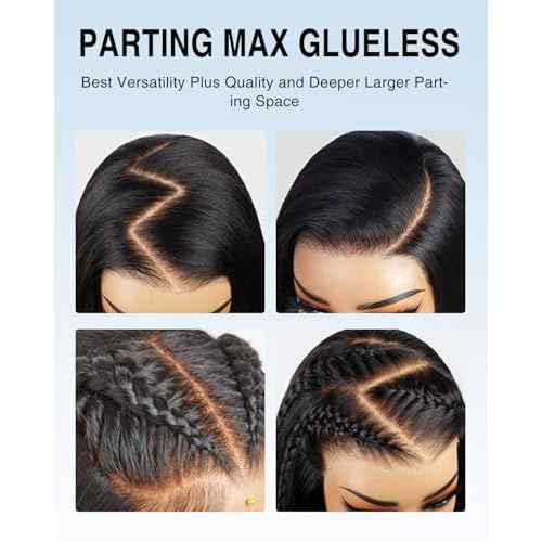 Glueless Wigs Human Hair Pre Plucked Pre Cut 250 Density 7x6 Lace Front Wigs Body Wave Closure Wig For Women 100% Human Hair Natural Black Color 24inch