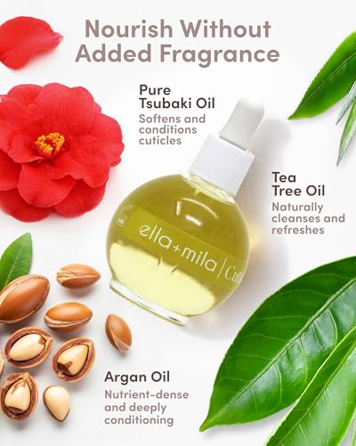 ella+mila Cuticle Oil with Tsubaki & Argan - Fragrance Free, 2.3 fl oz