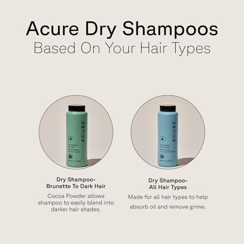 Acure Dry Shampoo - Mini Powder Dry Shampoo for Women with Blonde & Dark Hair, Care to Refresh Treated Color Tinted Hair with Rosemary & Peppermint, Non Aerosol, Clean, 100% Vegan - 1.7 Oz Travel Size