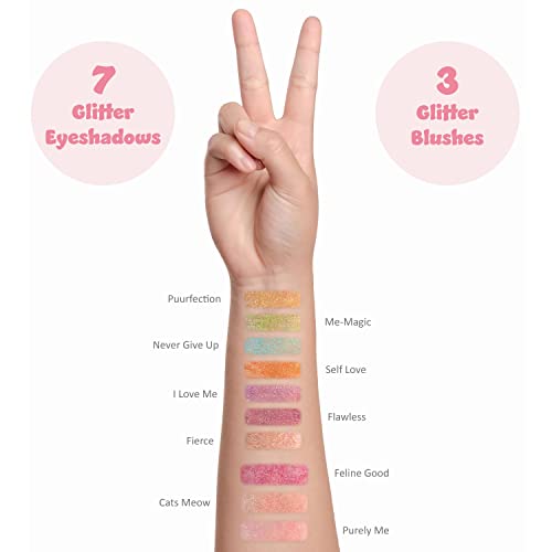 Kids Makeup Palette - 10 Color Eyeshadow & Blush with Mirror