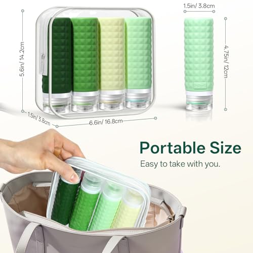 TSA Approved Travel Bottles 3.2oz Leak-Proof Silicone Set