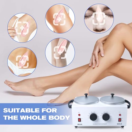 Double Wax Warmer Professional£¬Wax pot for Hair Removal with Adjustable Temperature Set, Portable Professional Wax Heater for spa and Salon,Body with 200pcs Wax Sticks