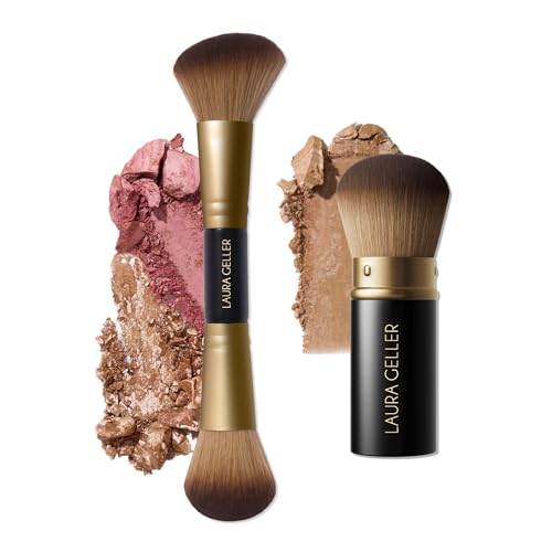 Laura Geller Face It All 2pc Vegan Makeup Brush Set - Kabuki & Dual-Ended