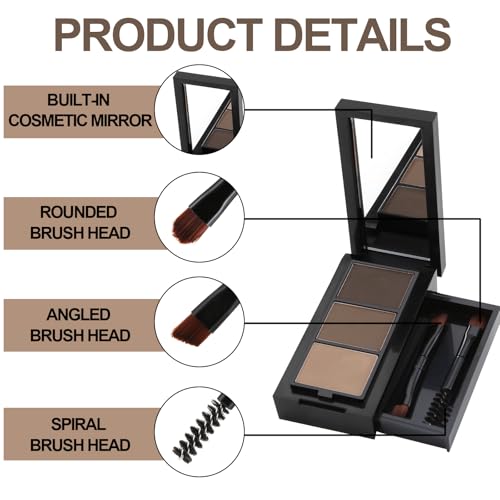 3-Color Eyebrow Powder Kit with Brushes & Mirror