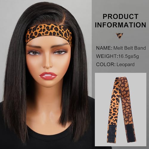 Arabella Orange Leopard Print Pattern 4PCS Lace Melting Band Elastic Bands for Wig Edges Adjustable Edge Wrap to Lay Edges Lace Melting Band for Baby Hair Wig Melt Bands Lace Band Wig Accessories