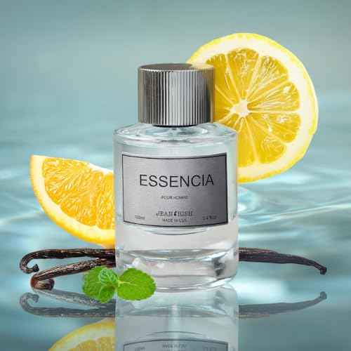 Jean Rish Essencia Pour Homme Eau De Parfum for Men (3.4 Fl Oz / 100ml) with Mint, Lemon & Vanilla Notes - Long Lasting and Luxury Fragrance, Made in USA