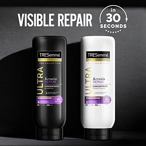 TRESemm? Ultra Keratin Repair Concentrate Shampoo And Conditioner For Damaged Hair Visible Repair in 30 Seconds, Fast-Lather And Fast-Detangle Technology, 2X More Washes Combo Pack, Black