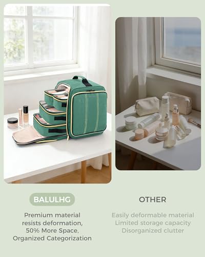 Large Travel Makeup Bag with 4 Removable Pockets