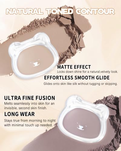 Matte Taupe Contour Powder with Brush - Waterproof & Buildable