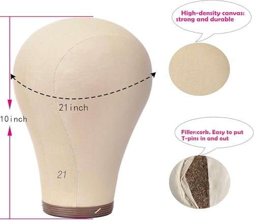 21 Inch Cork Canvas Block Head Wig Display Mannequin