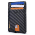 Slim RFID Blocking Leather Wallet for Men & Women - Carbon Fiber Black