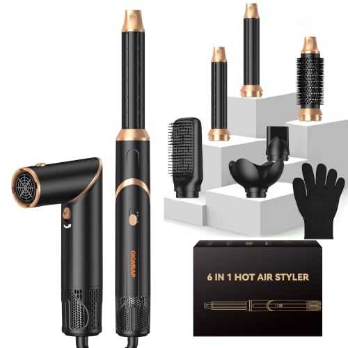 OKWRAP 6-in-1 Foldable Hair Styler & Dryer Brush Set