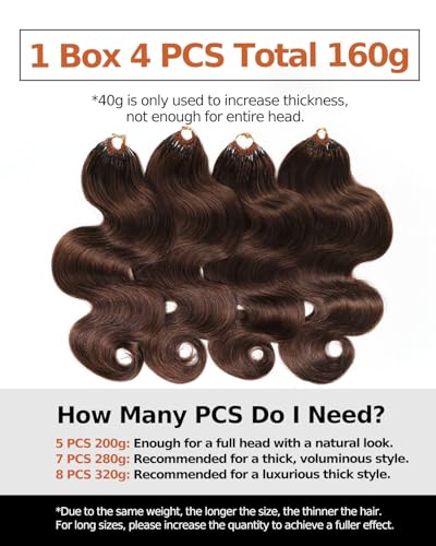 BEEOS Body Wave Crochet Hair 160g 18 Inch #4 Brown