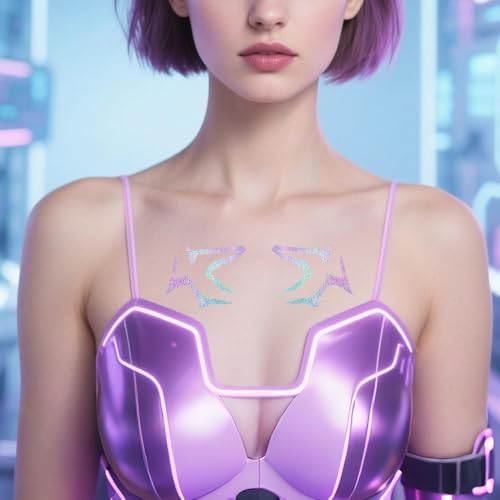 Anime Purple Temporary Tattoos for Cosplay & Halloween