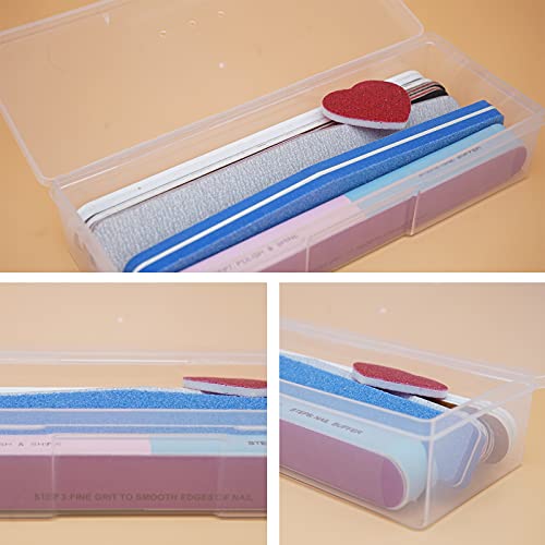 Clear Nail Tool Storage Box Set - 4 Plastic Organizers with Labels