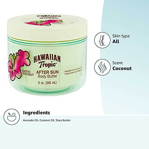 Hawaiian Tropic After Sun Body Butter with Coconut Oil, 8oz and Schick Hydro Silk Dermaplaning Tool with Precision Cover, 3ct Bundle