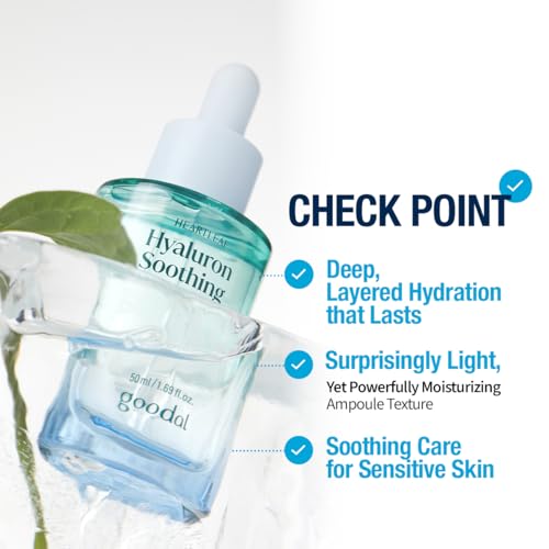 GOODAL Heartleaf Hyaluron Soothing Ampoule + Cream Bundle, Hydration Facial Serum for Glowy Skin, Lightweight Moisturizer, Korean Skincare, K Beauty