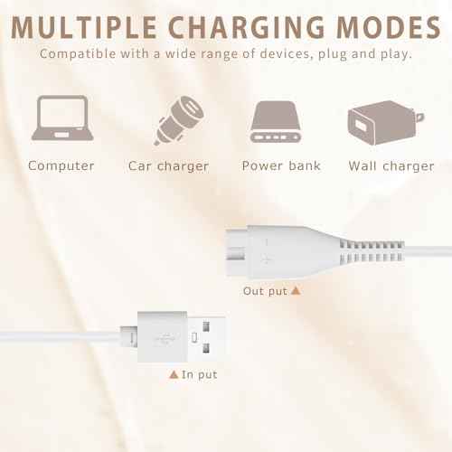 2 PCS Charger Cord Replacement for Flawless Nu Razor, USB Charging Cable for Finishing Touch Flawless Nu Trimmer Power Cord, 5FT