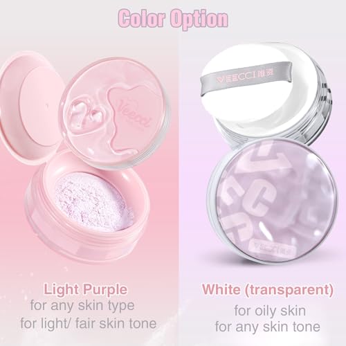 Light Purple Matte Finish Loose Setting Powder Talc-free Tone-up Face Makeup Translucent Dry Oily Skin Controls Shine Lightweight