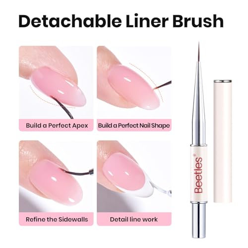 Beetles 2-Piece Builder Gel Kit with Brush - Clear & Pink Nail Extension Gel