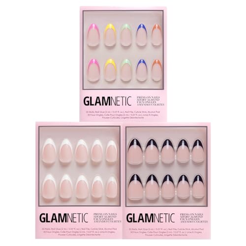 Glamnetic Press-On Nails Bundle - French Tips, Rainbow & Caviar Styles